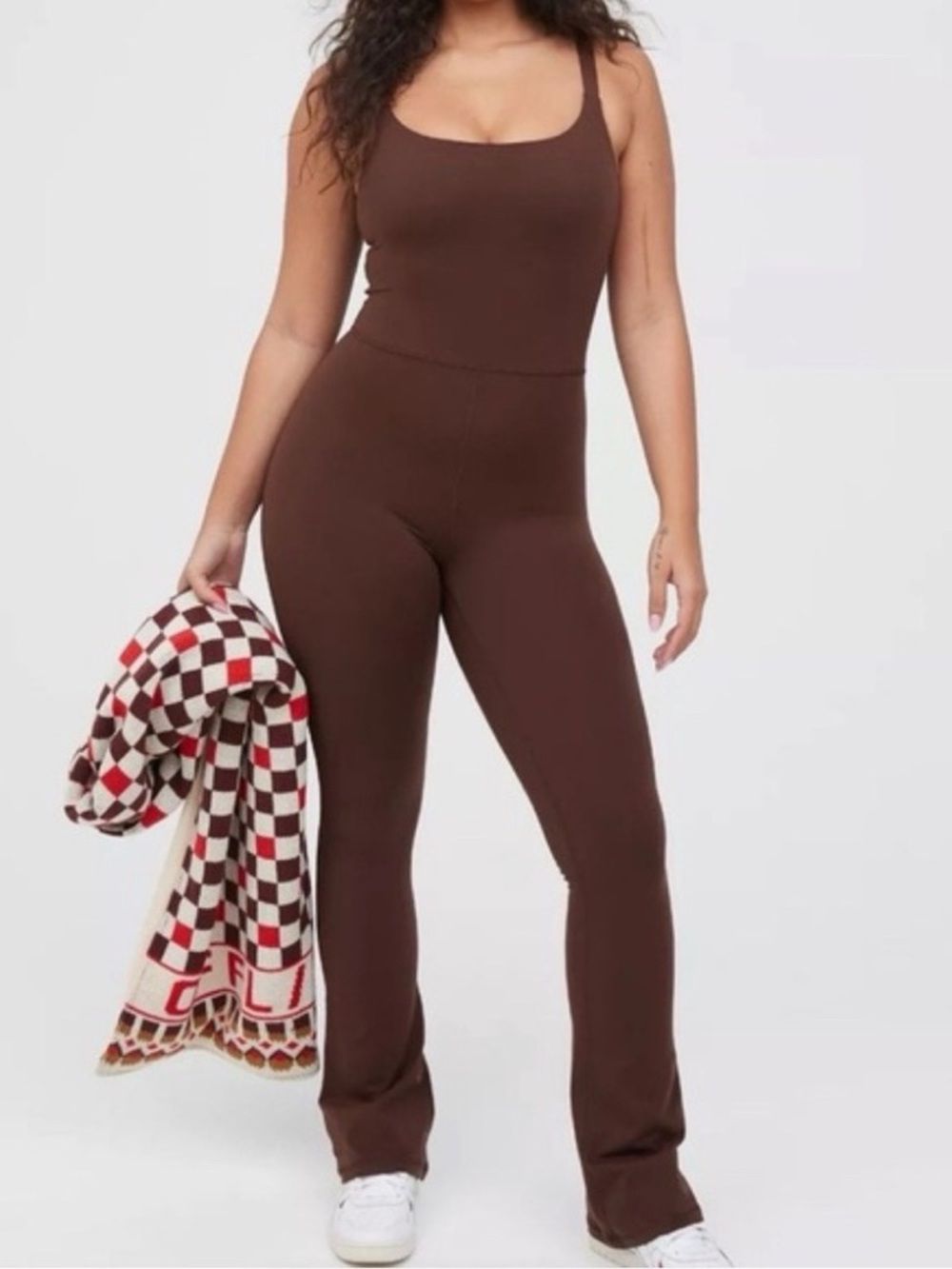 aerie Chocolate Brown Scoop-Neck Jumpsuit